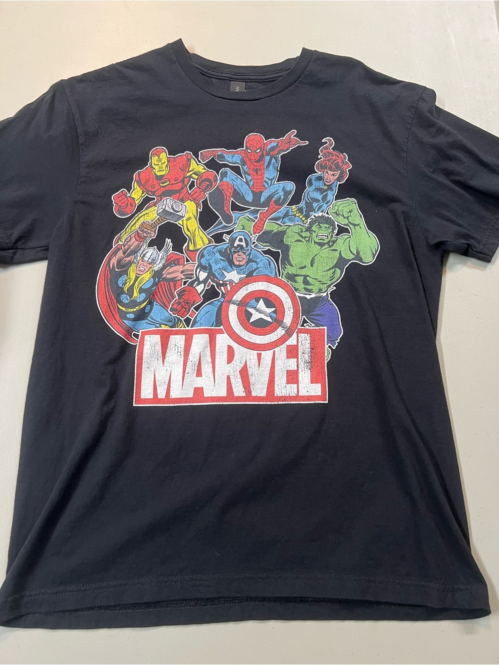 Marvel Avengers Superheroes Black Graphic T-Shirt Size L